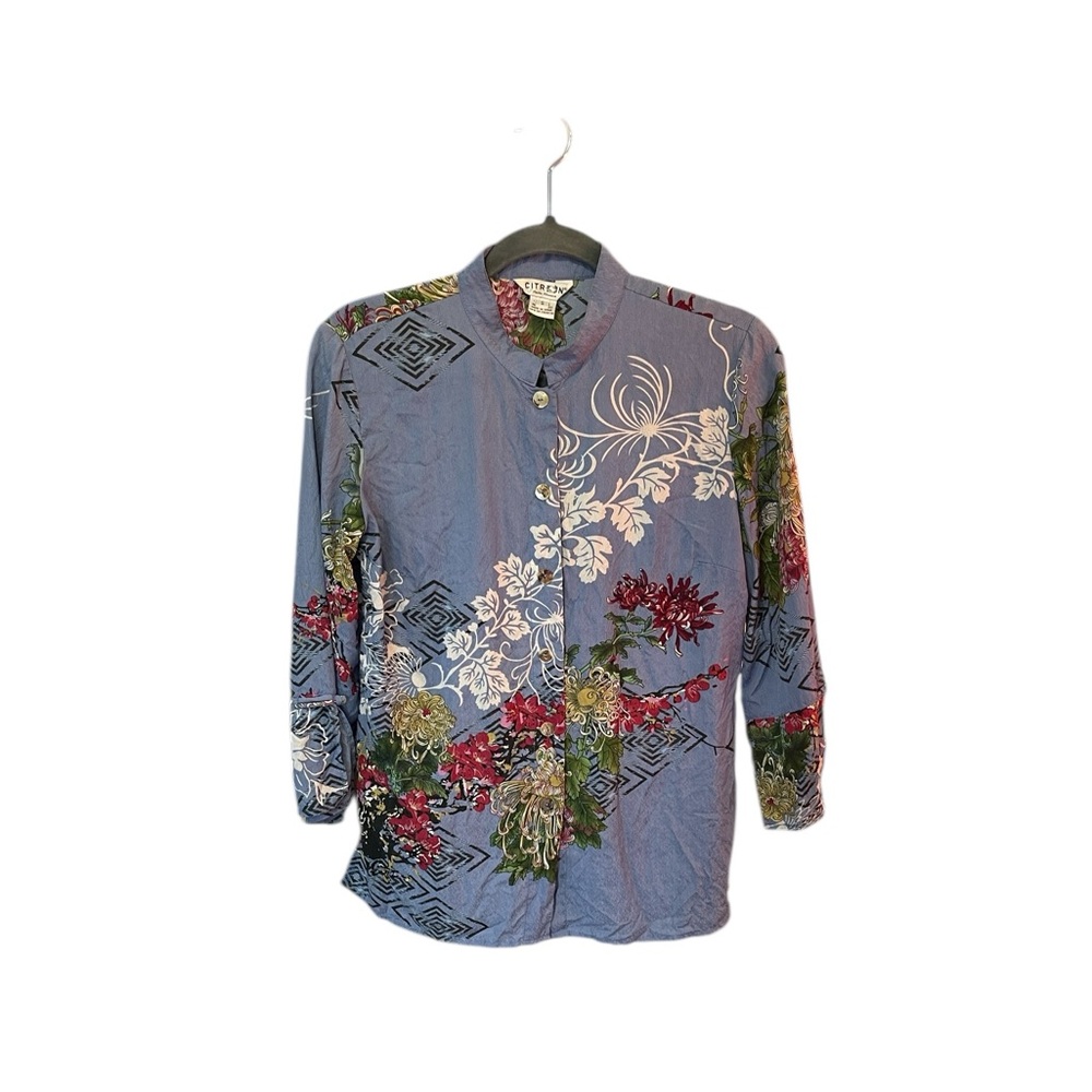 Citron Santa Monica Women's Silk Multicolor Floral Blouse…SzS